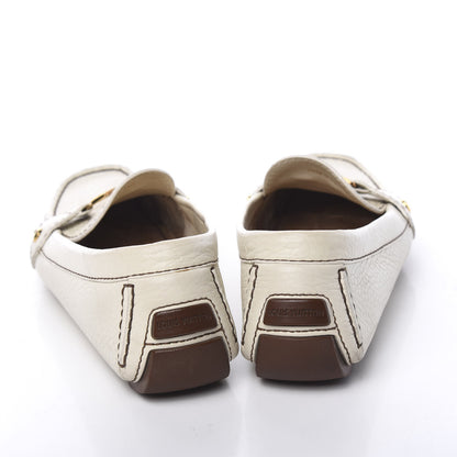 Louis Vuitton Grained Calfskin Oxford Loafers 38.5 White 5 of 19