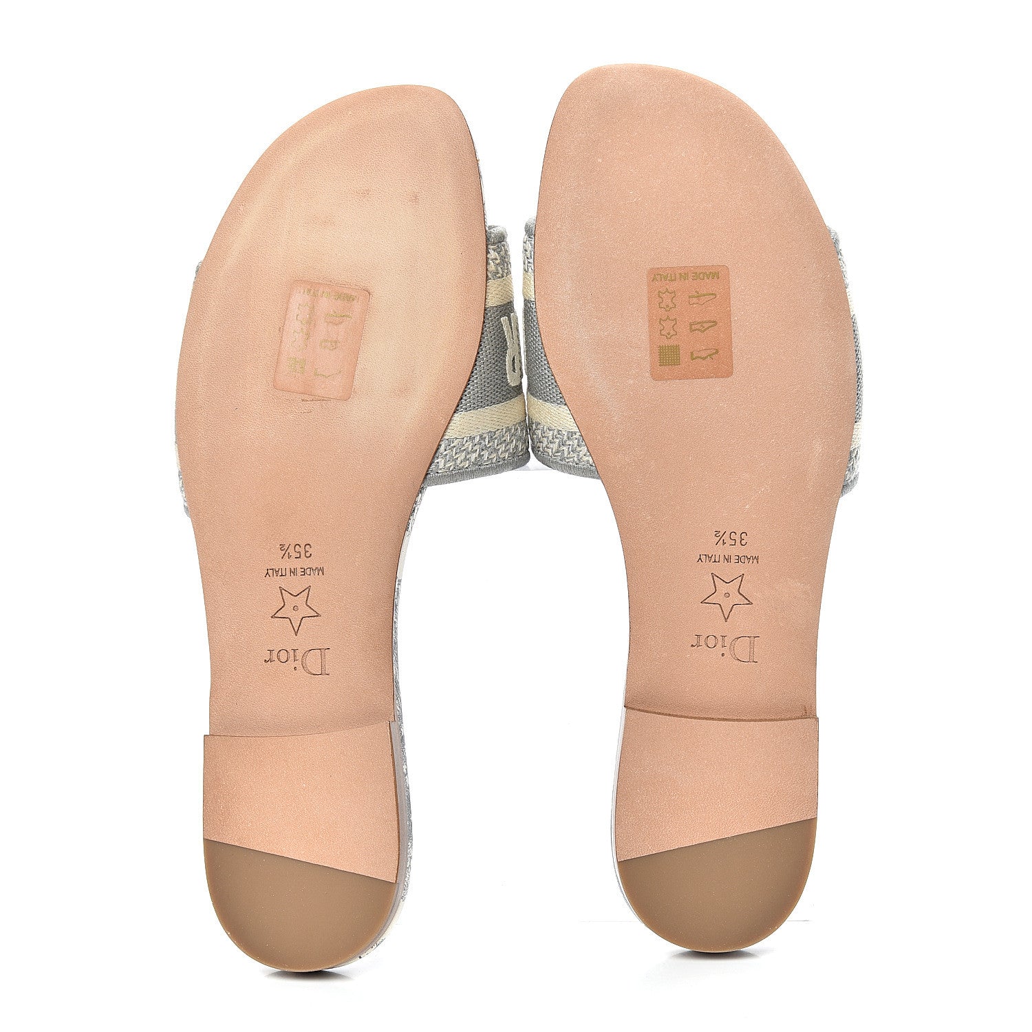 Christian Dior Canvas Toile de Jouy Embroidered Dway Flat Slide Sandals 35.5 Grey Stone 5 of 9