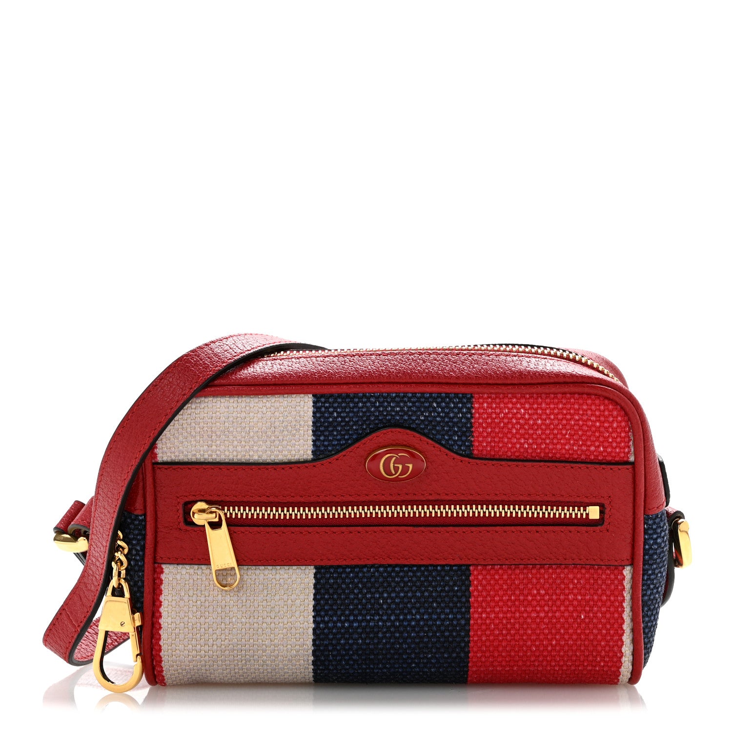 Gucci Canvas Sylvie Stripe Mini Ophidia Camera Bag Mystic White Hibiscus Red Maritime 1 of 11