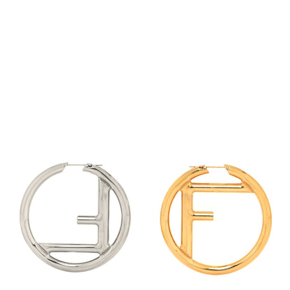 Fendi Metal FF Hoop Earrings Gold Silver 1 of 5