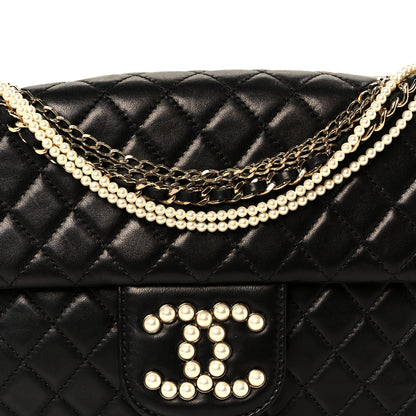 Chanel Lambskin Quilted Medium Westminster Pearl Flap Black 8 of 10