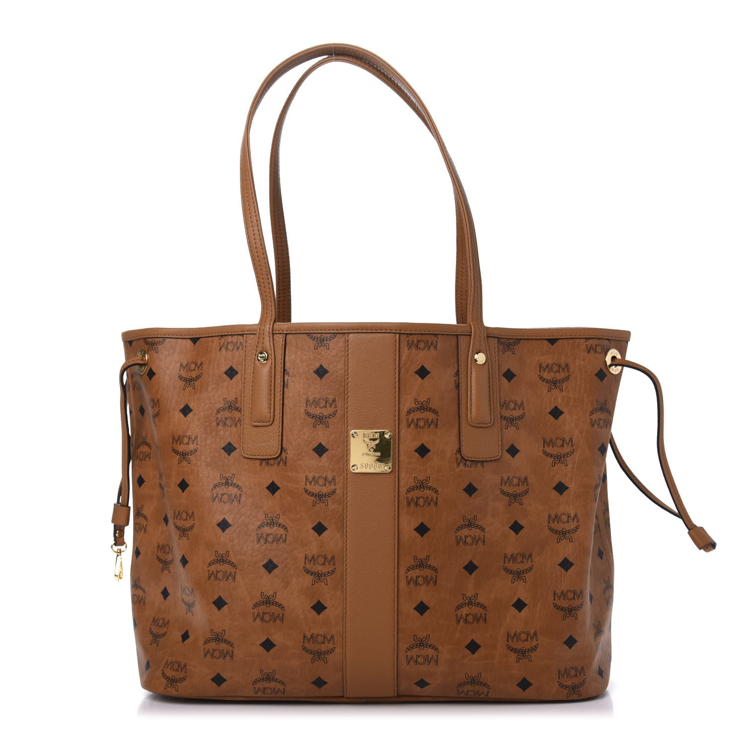 MCM Visetos Medium Liz Reversible Shopper Tote Cognac 3 of 19