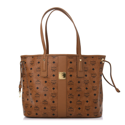 MCM Visetos Medium Liz Reversible Shopper Tote Cognac 3 of 19