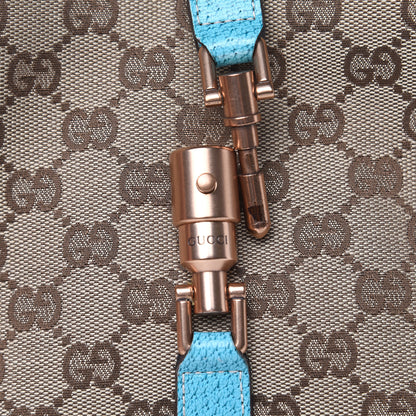 Gucci Monogram Mini Piston Lock Jackie O Hobo Blue 10 of 11