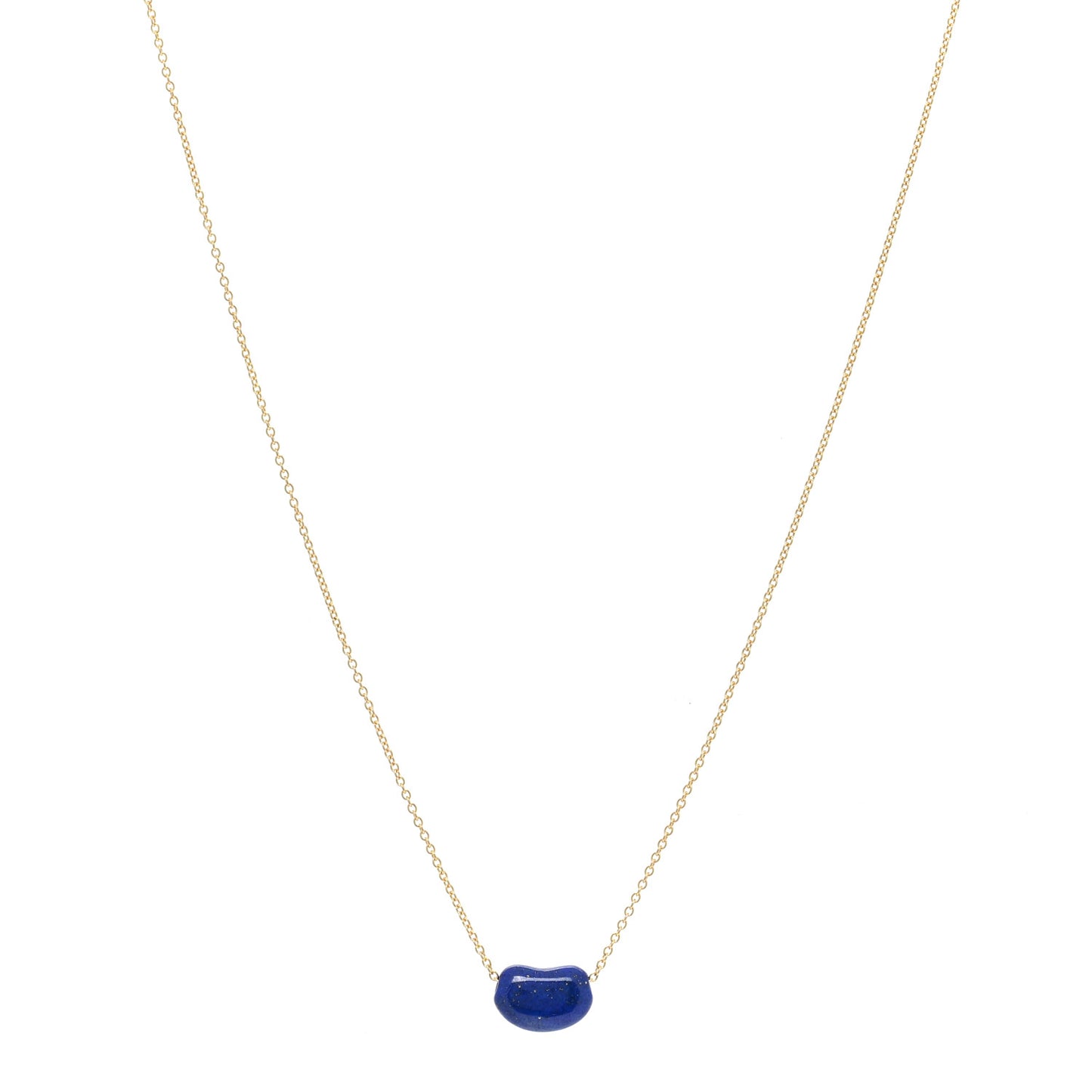 18K Yellow Gold Lapis Lazuli Elsa Peretti Bean Pendant Necklace
