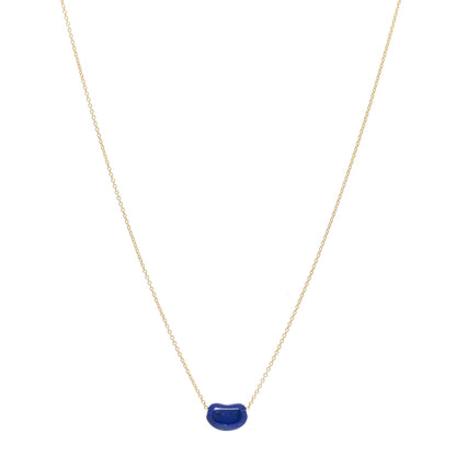 Tiffany 18K Yellow Gold Lapis Lazuli Elsa Peretti Bean Pendant Necklace 1 of 3