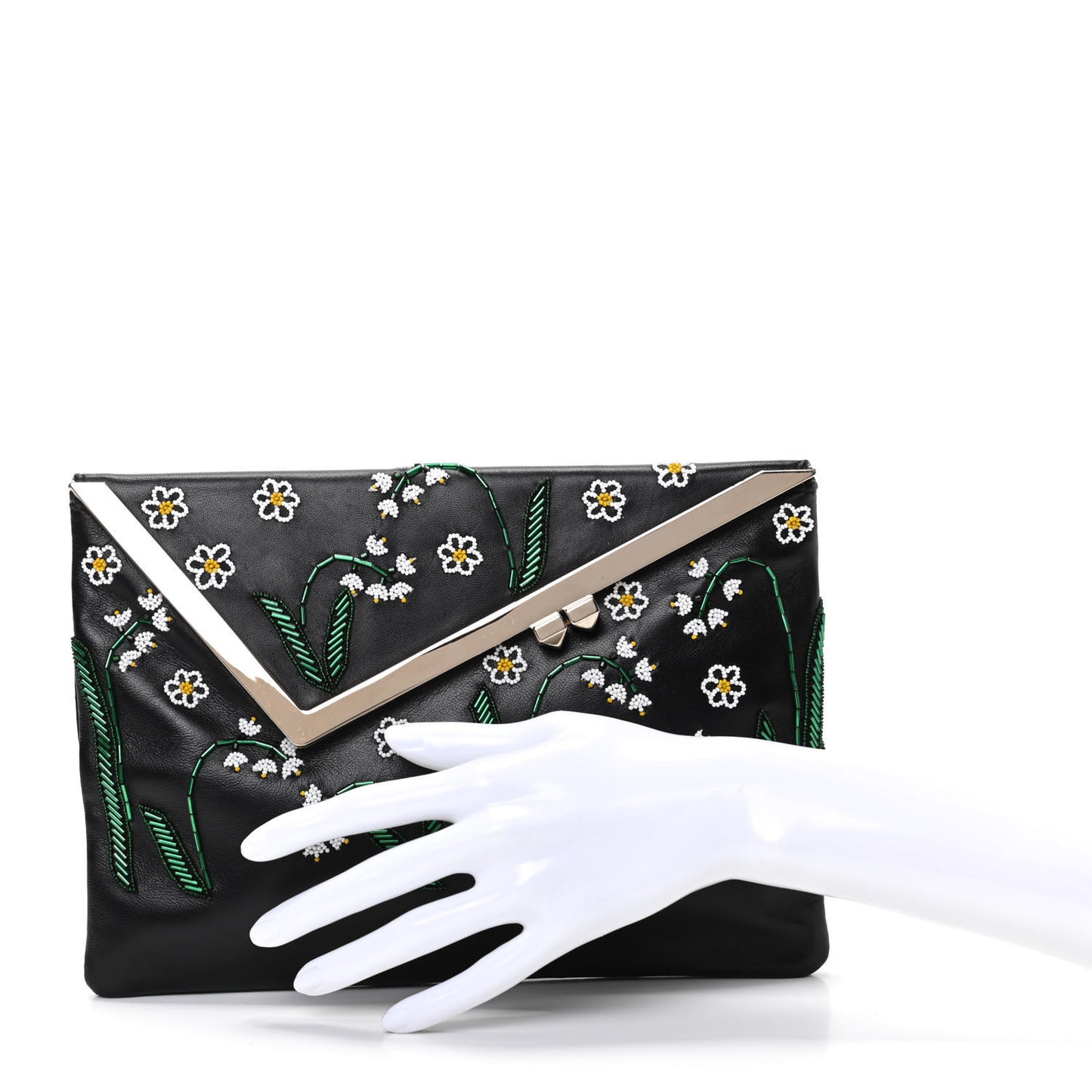 Nappa Beaded Clutch Black
