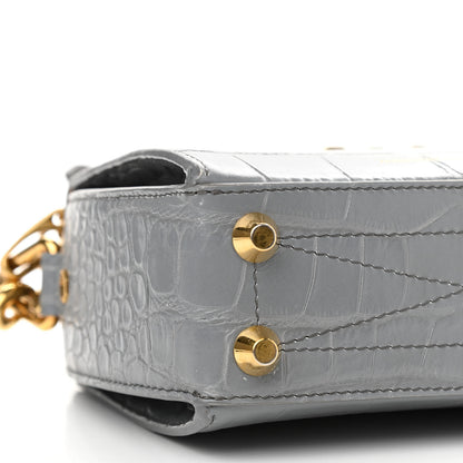 Alexander McQueen Calfskin Crocodile Embossed Box Shoulder Bag 16 Grey 8 of 17