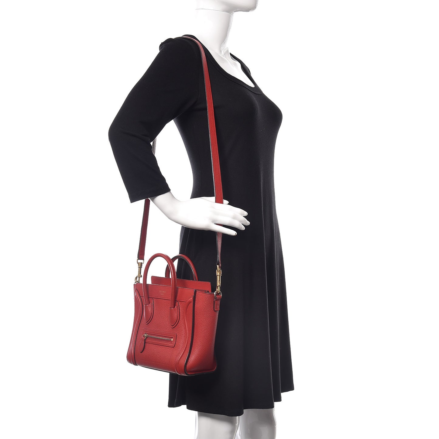 Drummed Calfskin Nano Luggage Coquelicot