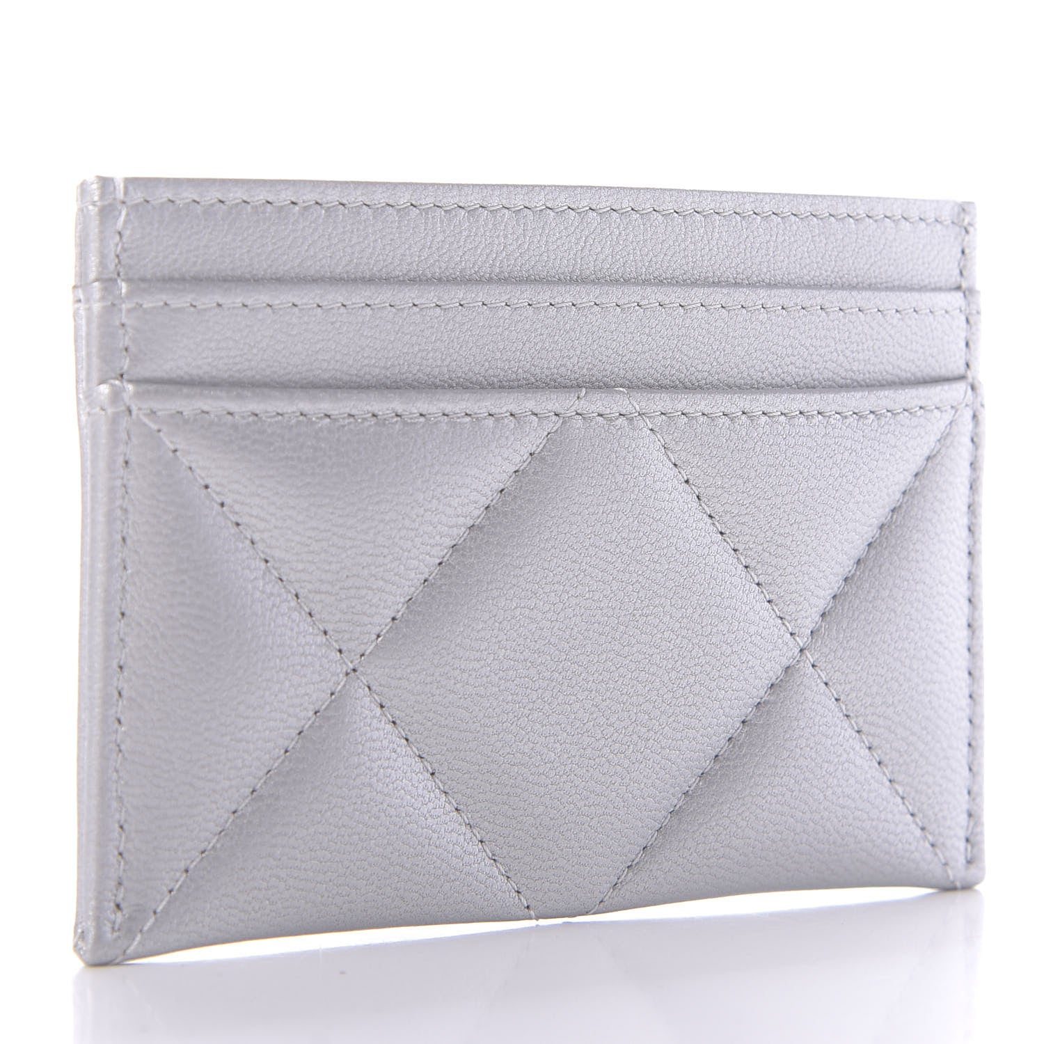Chanel Metallic Goatskin Quilted 19 Card Holder Silver 3 of 11