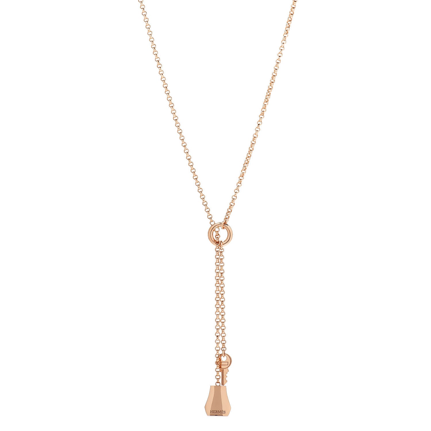 Hermes 18K Rose Gold PM Kelly Clochette Necklace 1 of 5