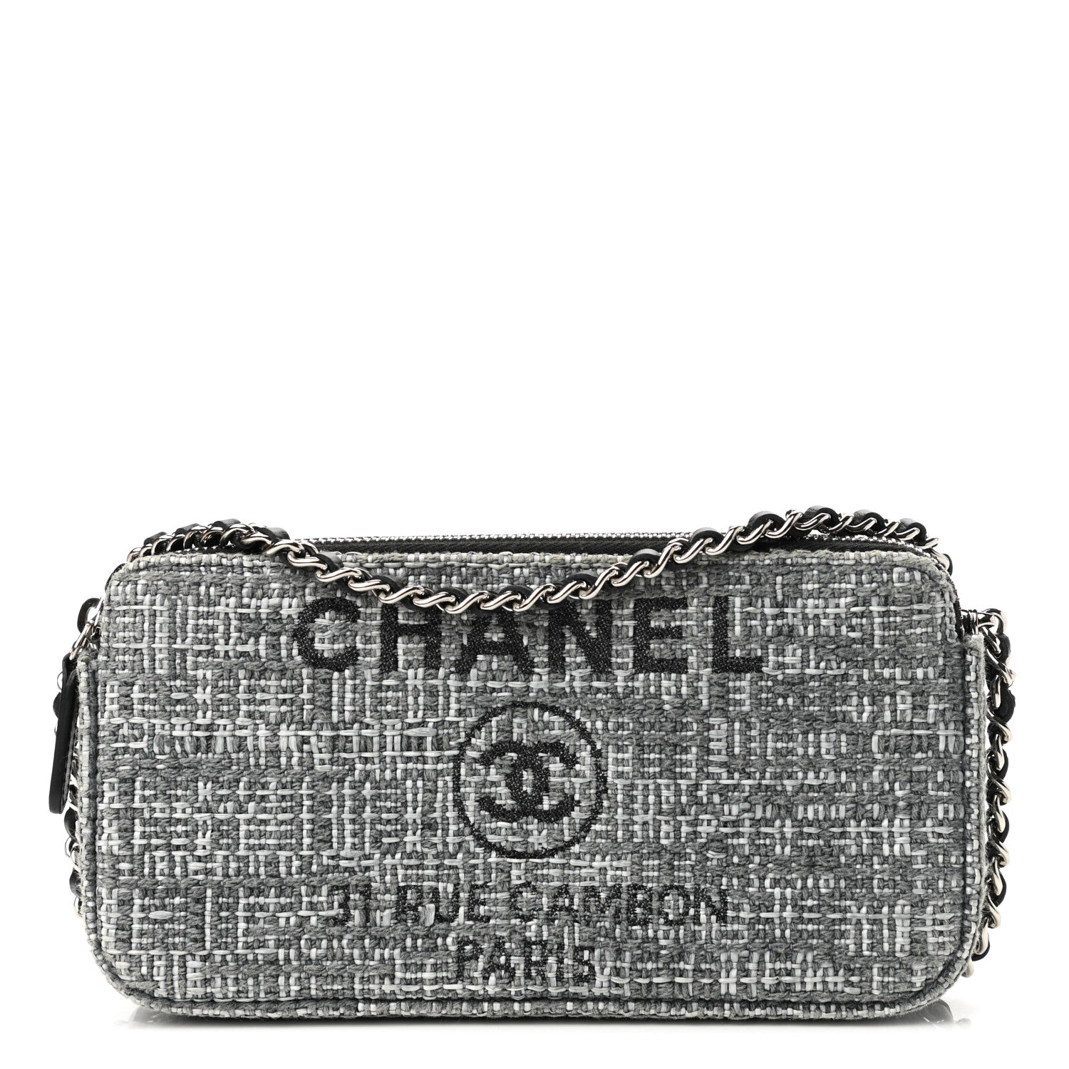 Chanel Canvas Small Deauville Clutch With Chain Charcoal 1 of 12