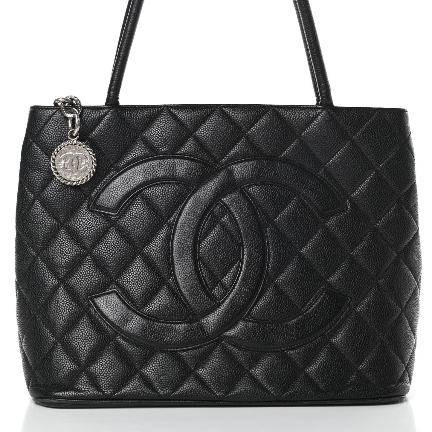 Caviar Quilted Medallion Tote Black