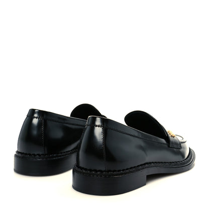 Chanel Shiny Calfskin Pearl CC Loafers 39.5 Black 5 of 9