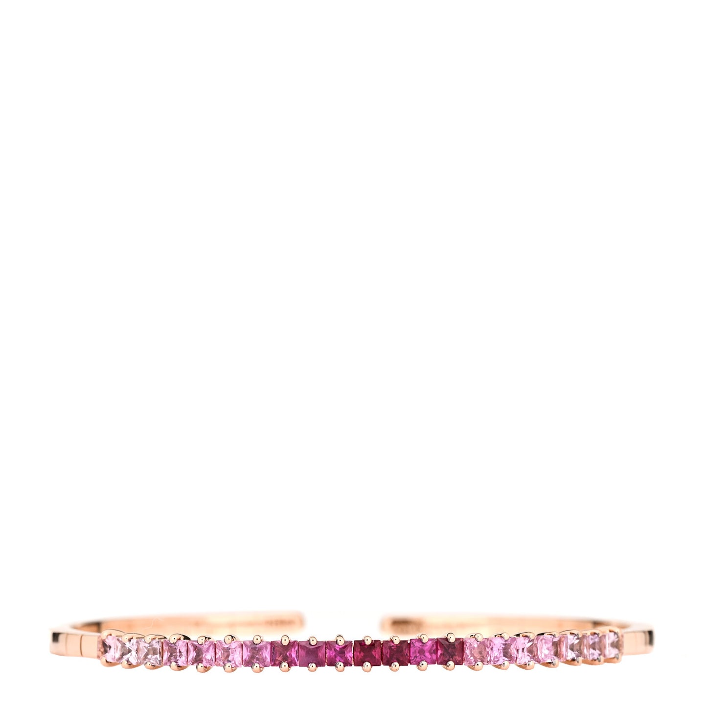 18K Rose Gold Pink Sapphire Princess Cut Cuff Bracelet