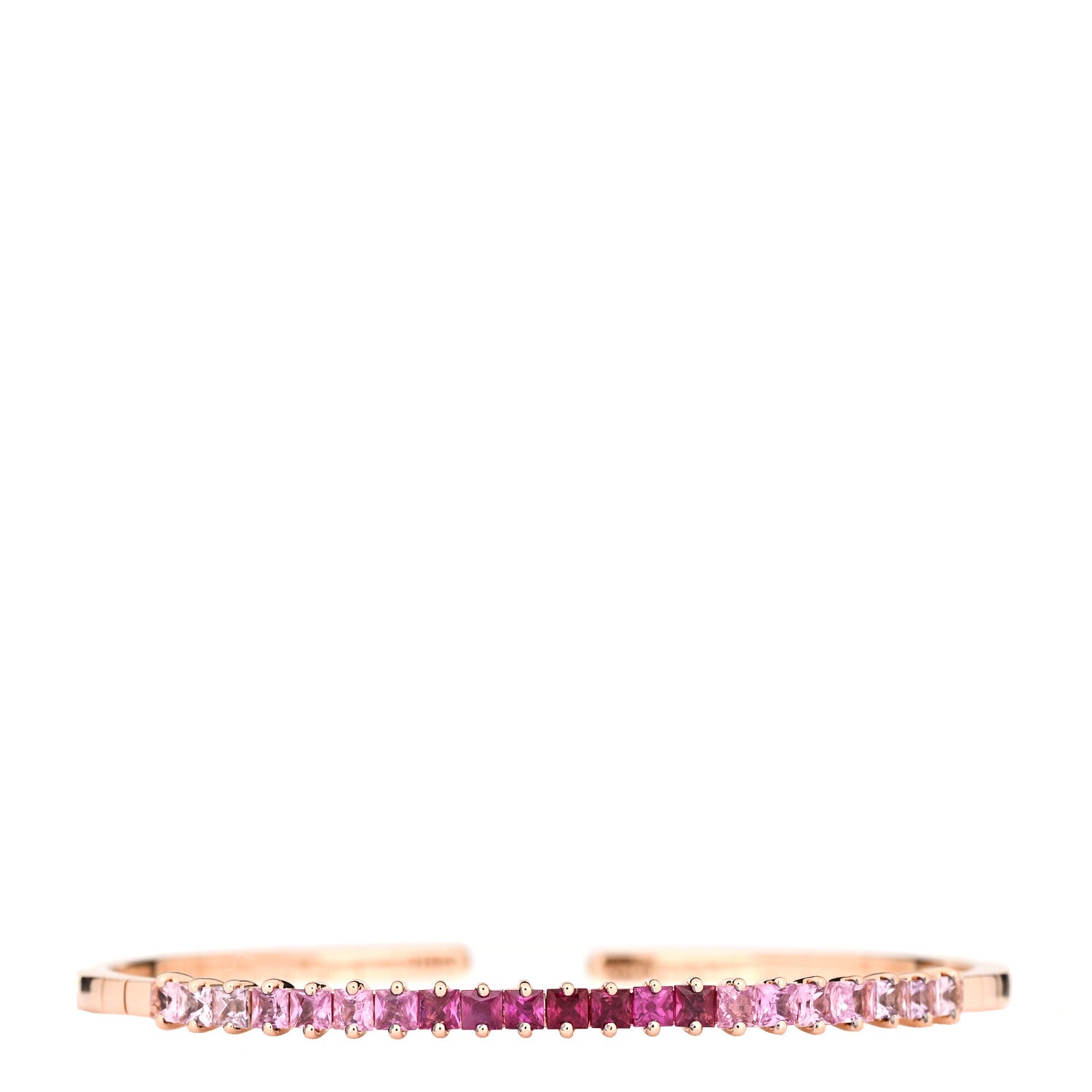 Suzanne Kalan 18K Rose Gold Pink Sapphire Princess Cut Cuff Bracelet 1 of 3