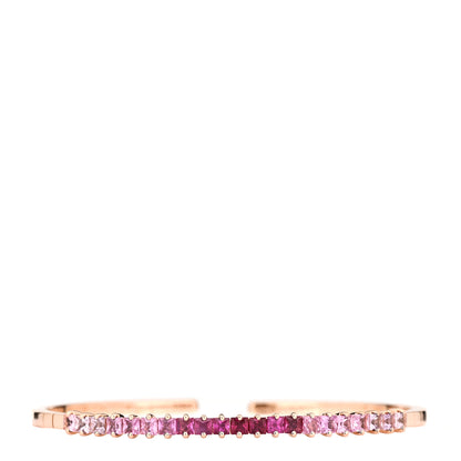 Suzanne Kalan 18K Rose Gold Pink Sapphire Princess Cut Cuff Bracelet 1 of 3