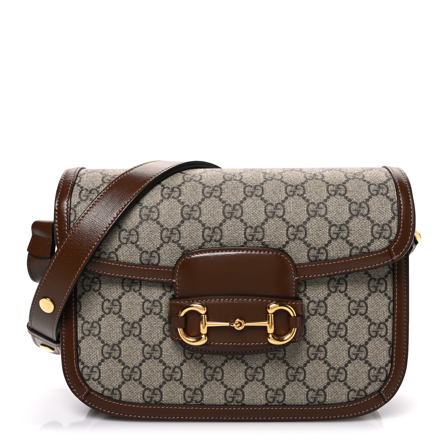 Gucci GG Supreme Monogram Horsebit 1955 Shoulder Bag Beige Brown Sugar 1 of 10