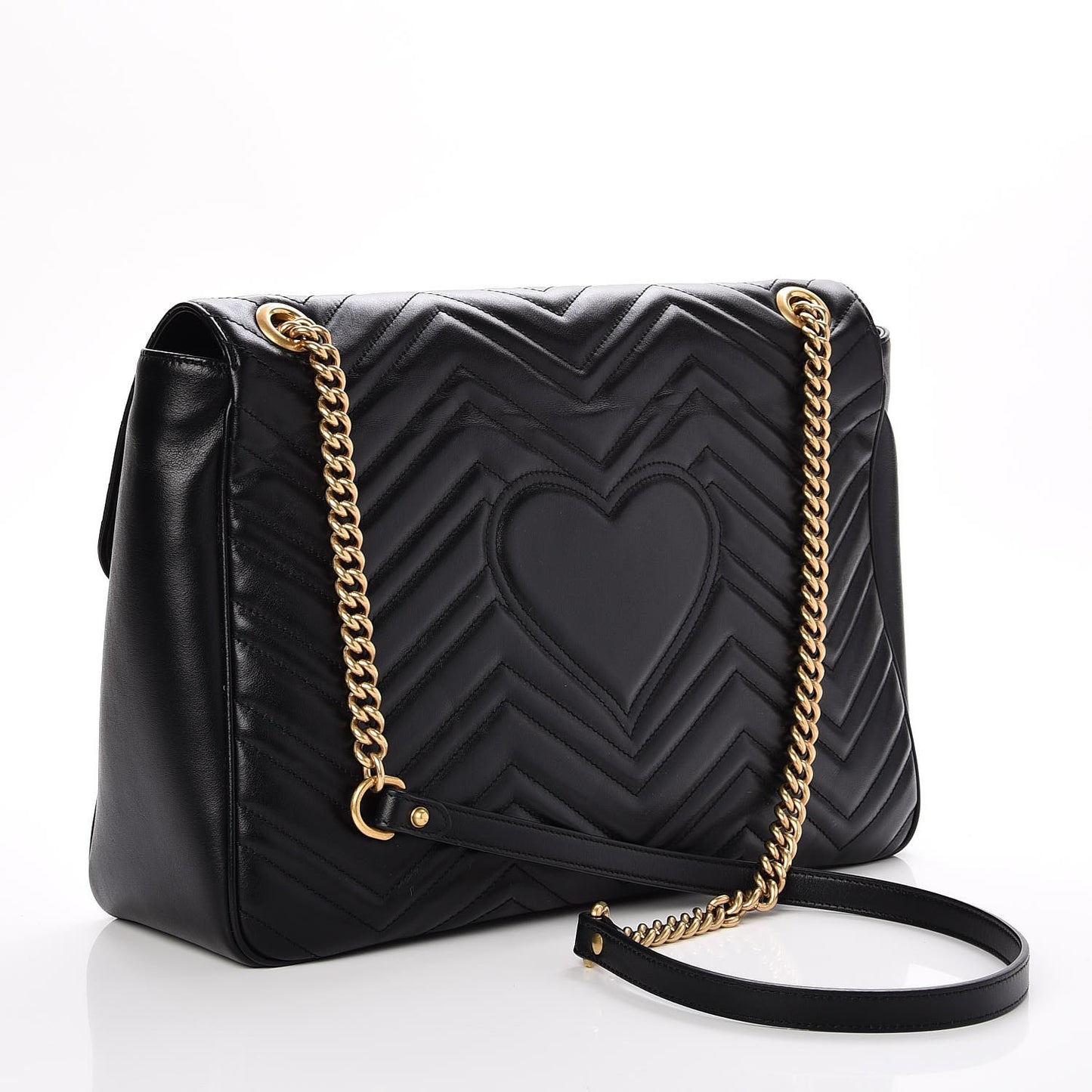 Calfskin Matelasse Large GG Marmont Shoulder Bag Black