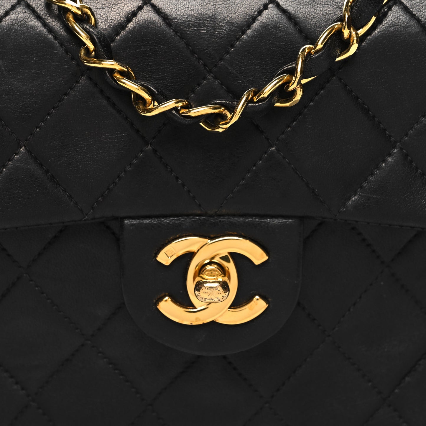Lambskin Quilted Mini Square Flap Bag Black