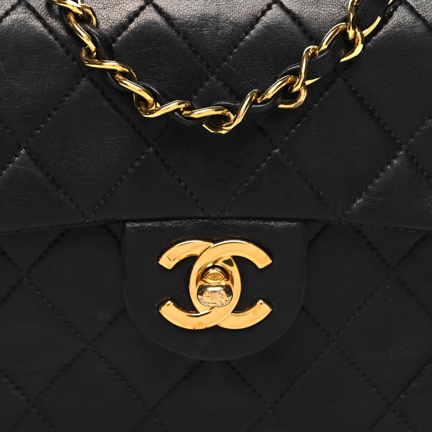 Chanel Lambskin Quilted Mini Square Flap Bag Black 8 of 13
