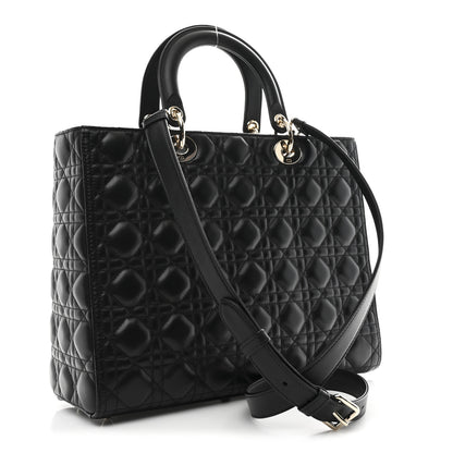 Christian Dior Lambskin Cannage Large Lady Dior Black 3 of 11