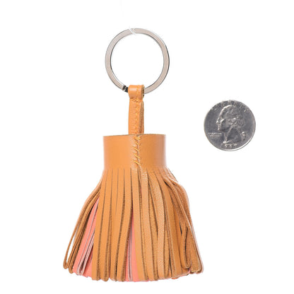 Hermes Lambskin Carmen Tassel Key Holder Jaune D'Or Crevette Orange 2 of 5