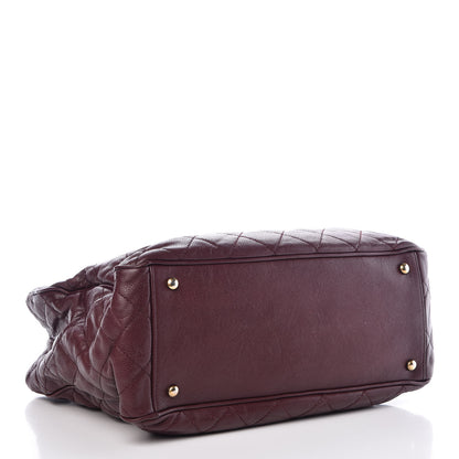 Chanel Glazed Caviar Quilted Small Shiva Tote Burgundy 5 of 12