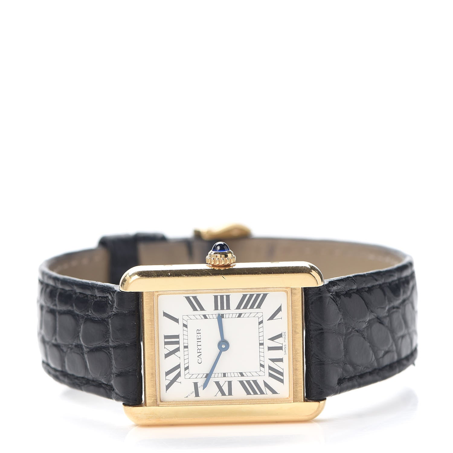 Cartier Stainless Steel 18K Yellow Gold Alligator 24mm Tank Solo Quartz Watch 2 of 5