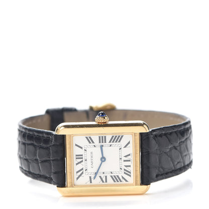 Cartier Stainless Steel 18K Yellow Gold Alligator 24mm Tank Solo Quartz Watch 2 of 5