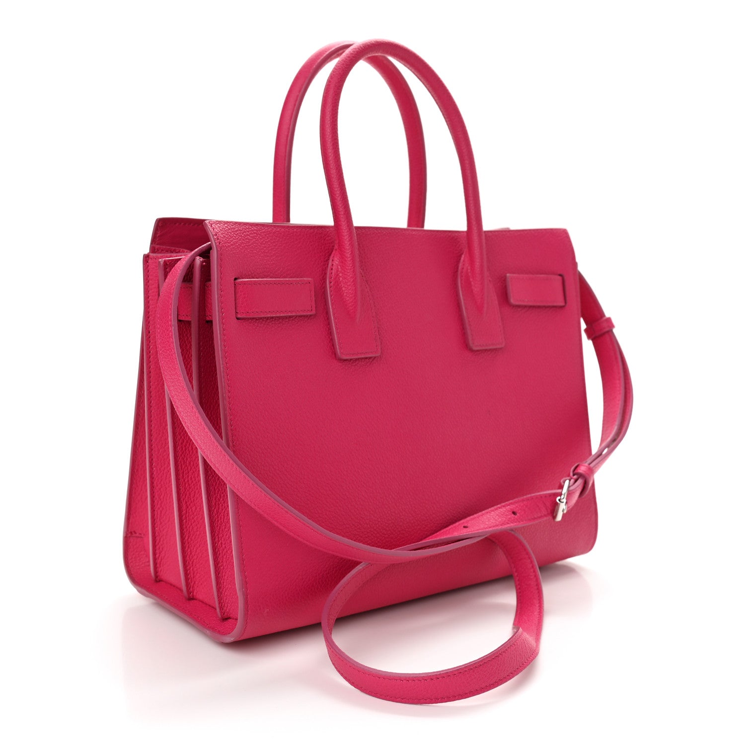 Saint Laurent Grained Calfskin Baby Sac De Jour Lipstick Fuchsia 3 of 12