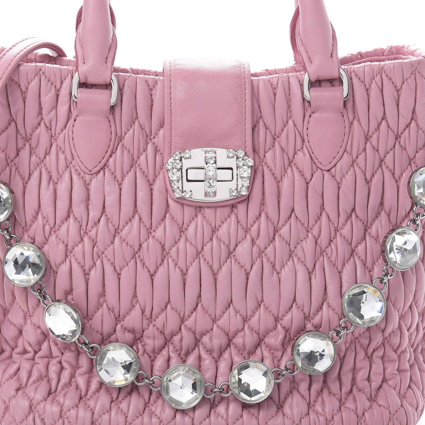Nappa Matelasse Crystal Top Handle Rosa