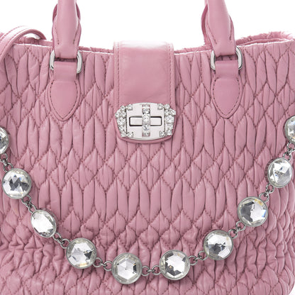 Miu Miu Nappa Matelasse Crystal Top Handle Rosa 9 of 14