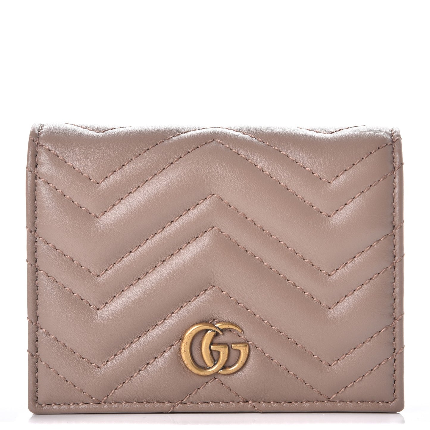 Calfskin Matelasse GG Marmont Card Case Wallet Porcelain Rose