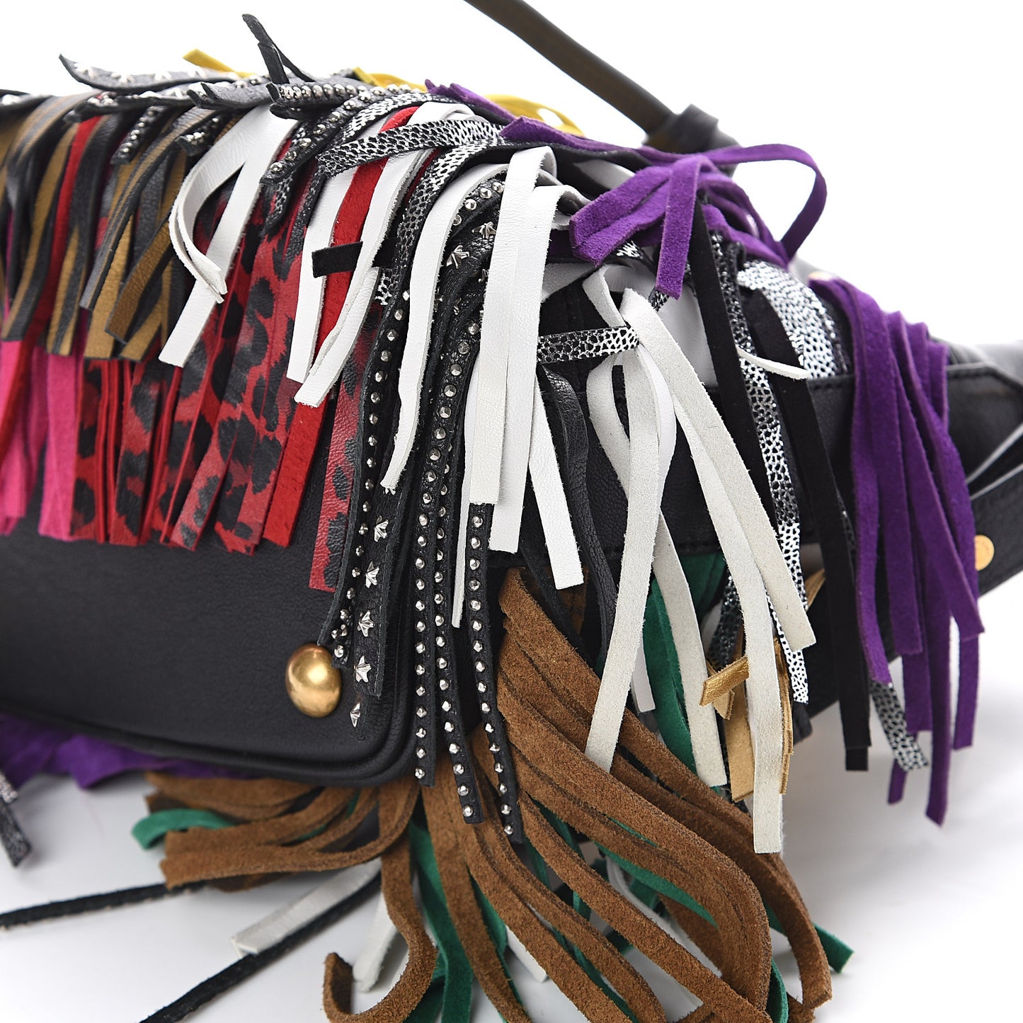 Calfskin Small Emmanuelle Fringe Bucket Bag Multicolor