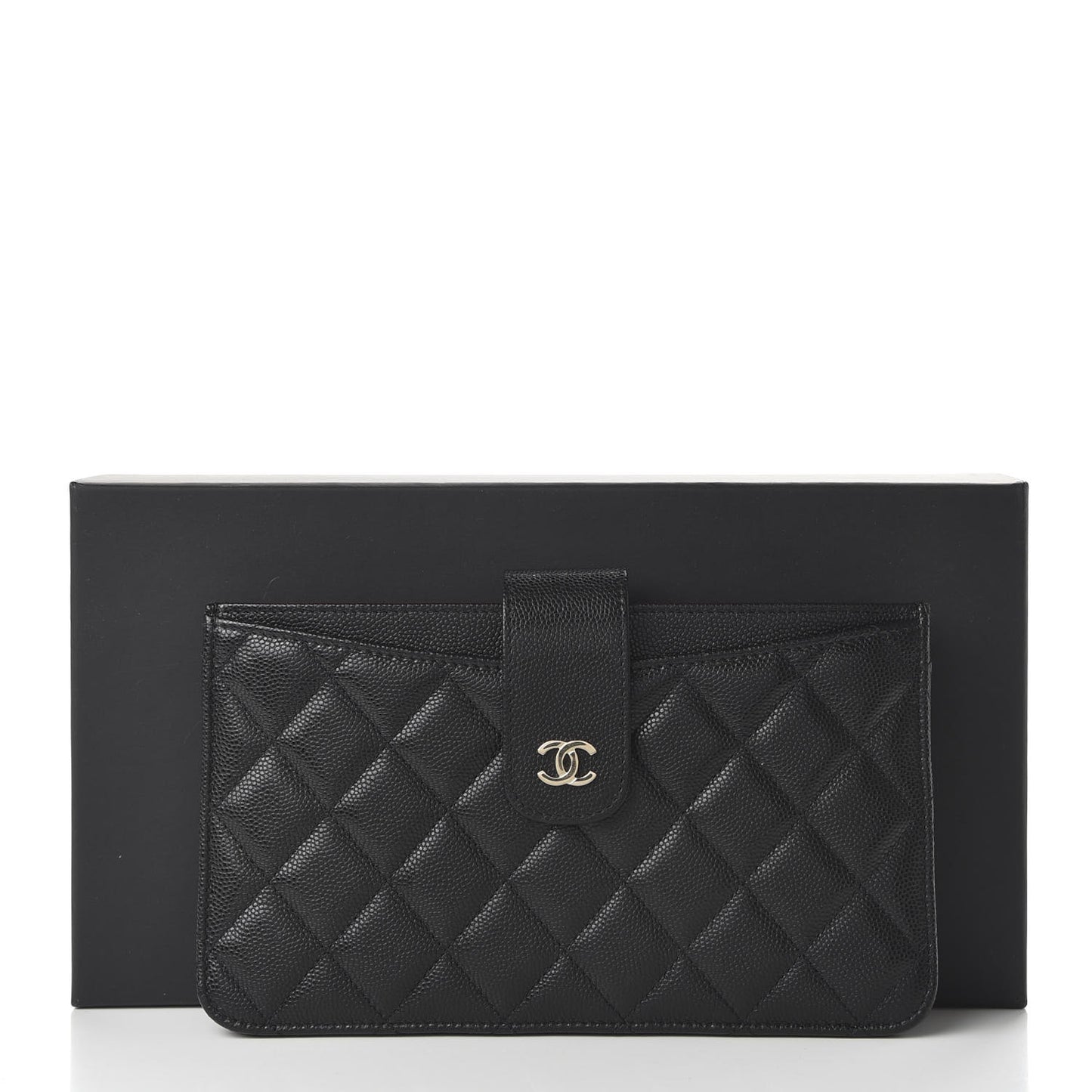 Caviar Quilted Classic Strap Pouch Black