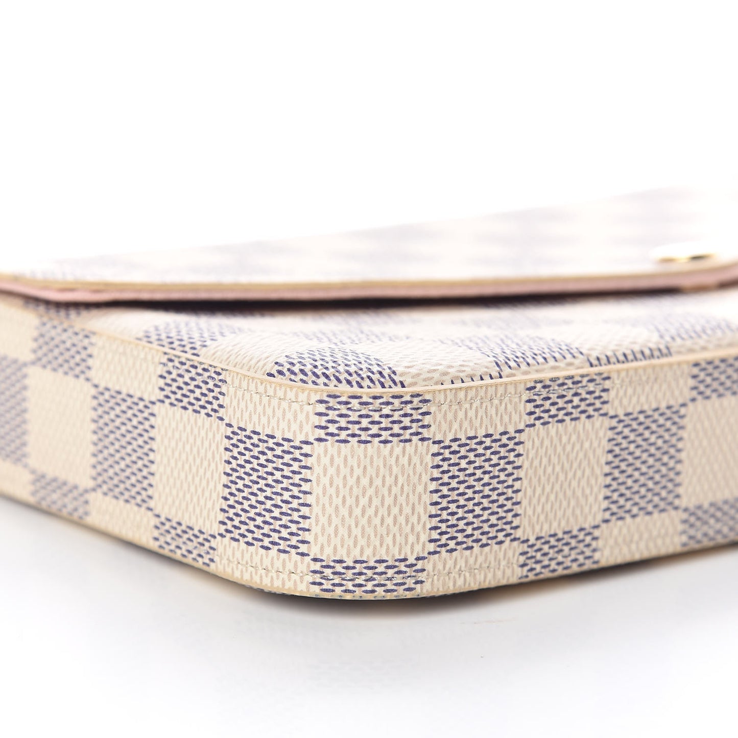 Damier Azur Pochette Felicie Chain Wallet Rose Ballerine