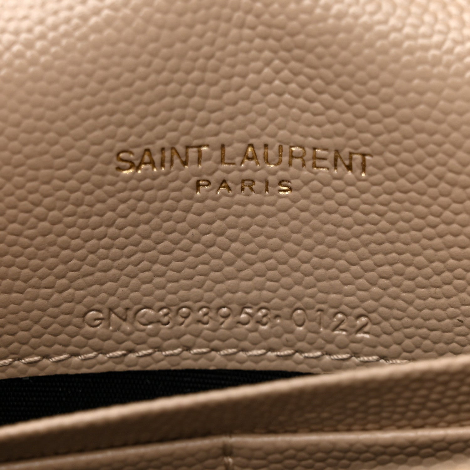 Saint Laurent Grain De Poudre Matelasse Chevron Monogram Envelope Chain Wallet Dark Latte 6 of 12