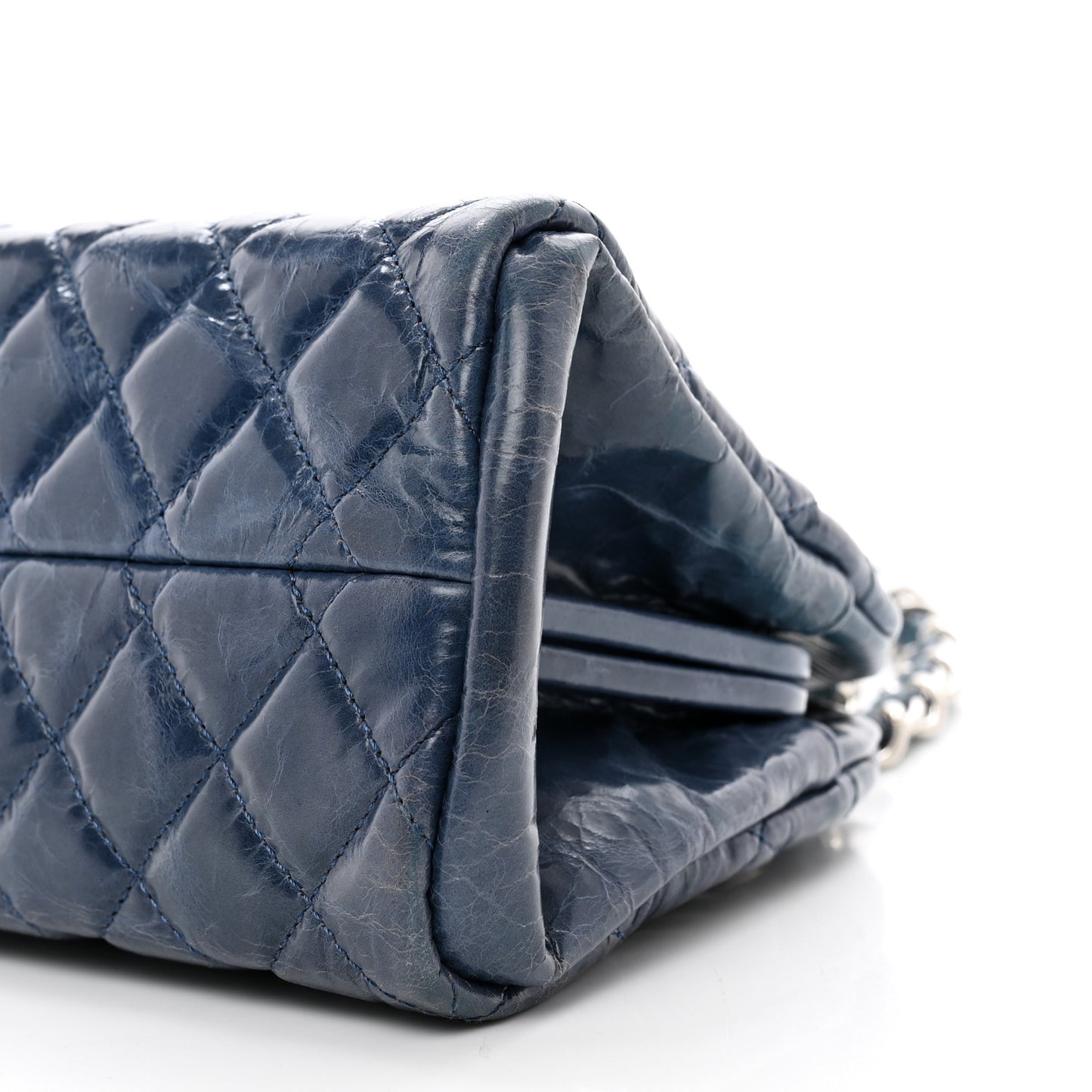 Aged Calfskin Quilted Small Just Mademoiselle Bowling Bag Dark Blue