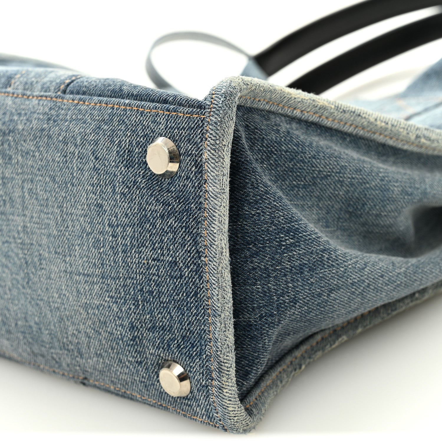 Balenciaga Washed Frayed Denim Logo Medium Hardware Tote Blue 10 of 12
