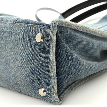 Balenciaga Washed Frayed Denim Logo Medium Hardware Tote Blue 10 of 12
