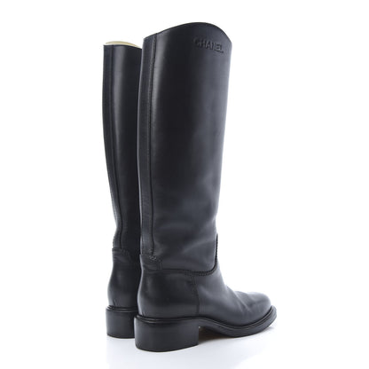 Chanel Calfskin Knee High Boots 39 Black 4 of 16