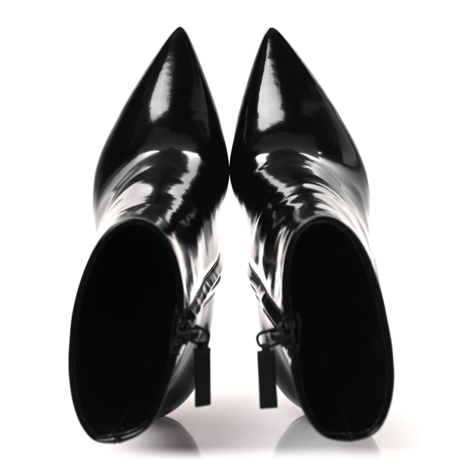 Saint Laurent Glazed Calfskin Opyum Ankle Boots 37 Black 1870453