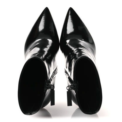 Saint Laurent Glazed Calfskin Opyum Ankle Boots 37 Black 3 of 22