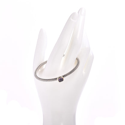 David Yurman Sterling Silver 18k Yellow Gold Amethyst 4mm Station Bracelet Medium 2 of 4