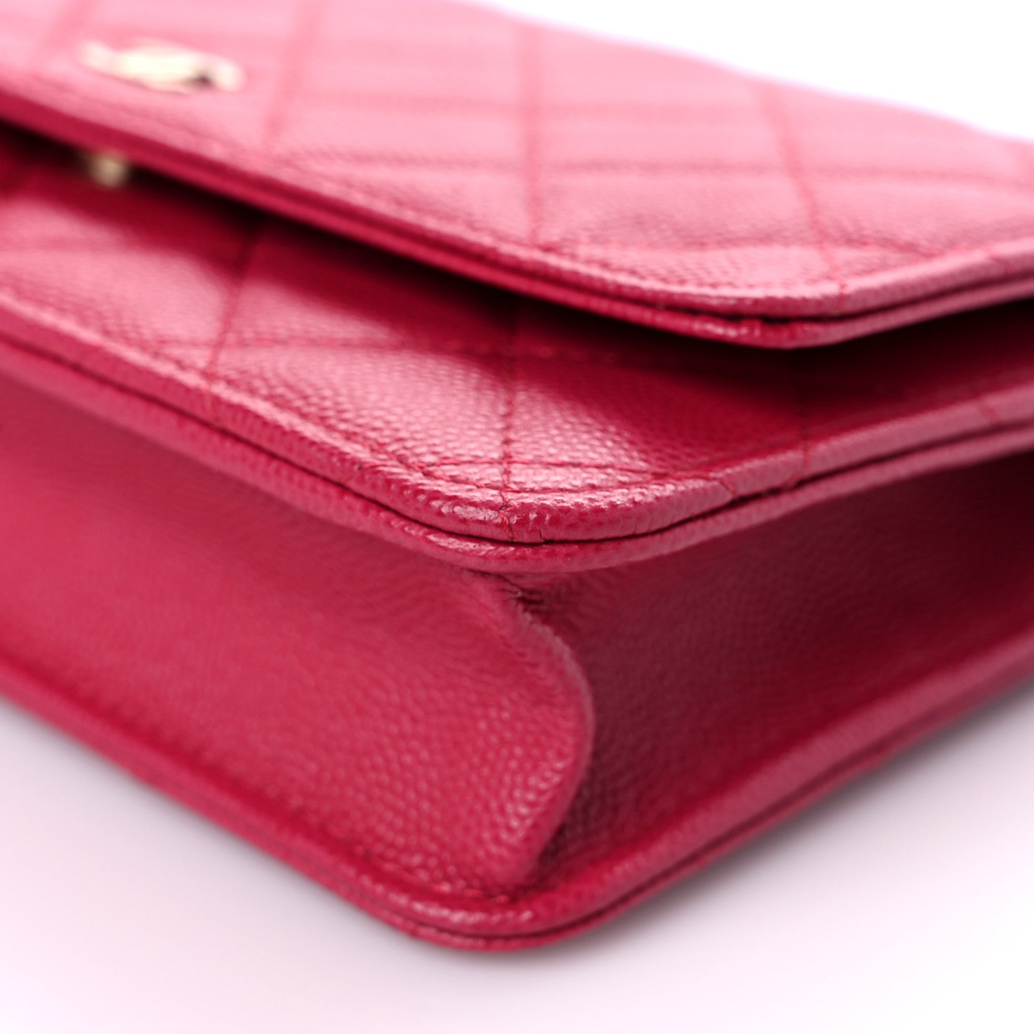 Chanel Caviar Quilted Wallet on Chain WOC Dark Pink 10 of 12