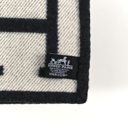 Hermes Wool Cashmere Signature Avalon Blanket Black 3 of 3