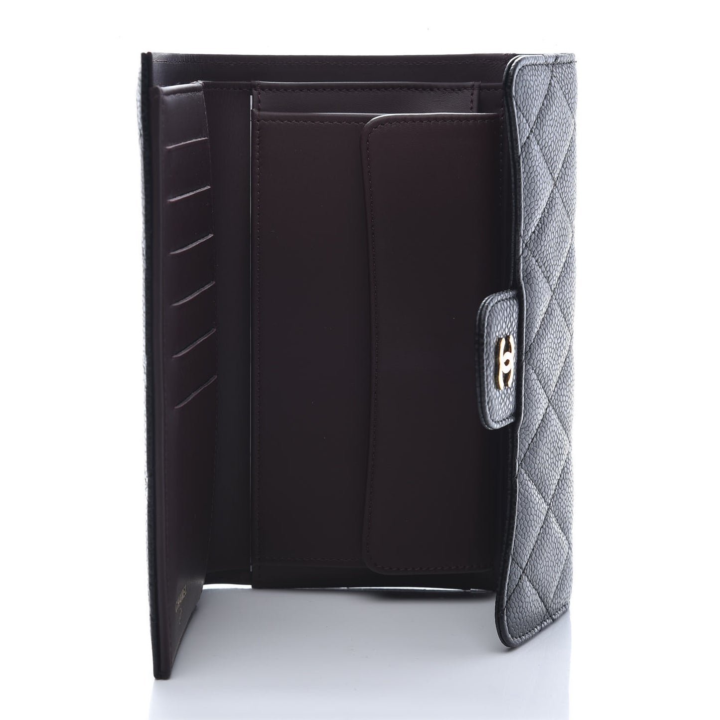 Caviar Quilted Large Flap Wallet Black