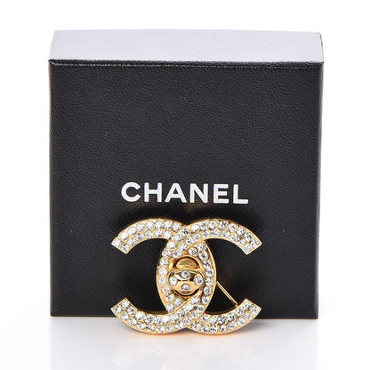 Chanel Crystal Turnlock CC Brooch Gold 5 of 5