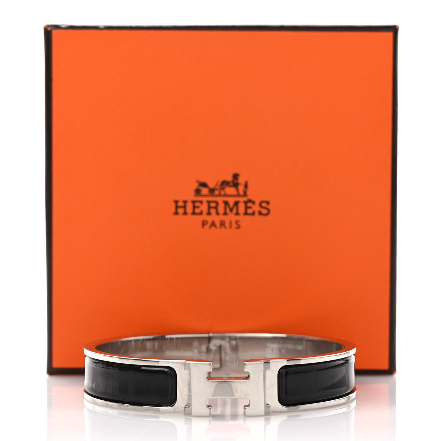 Enamel Narrow Clic Clac H Bracelet GM Black